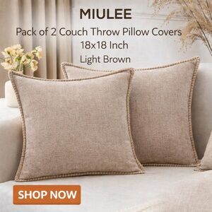 MIULEE Two Light Brown Throw Pillow Covers 🤎🤎